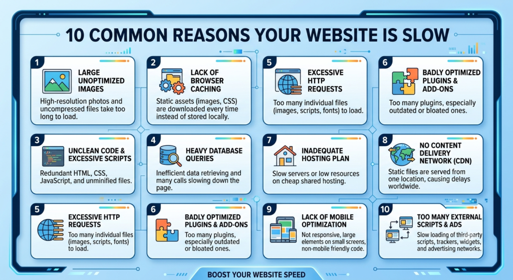10 COMMON REASONS YOUR WEBSITE IS SLOW (AND HOW TO FIX THEM)